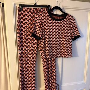 Zara Orange and Black Geometric Two Piece Set
